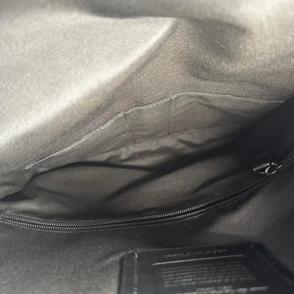 Coach Leather Charles Foldover Tote Bag Black Large